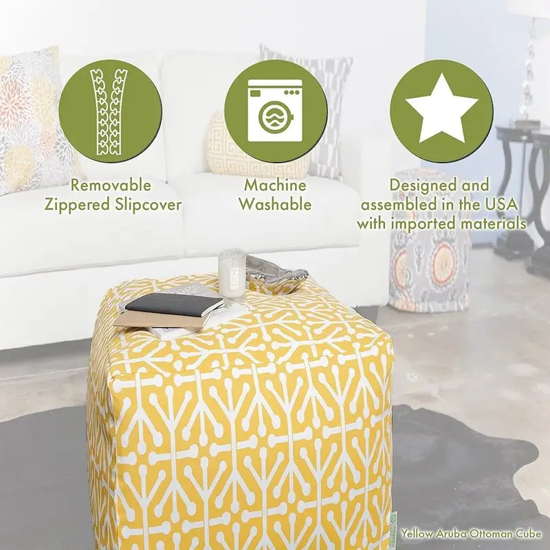 Majestic Home Goods Ellie Indoor Ottoman Pouf Cube