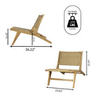 Hartley Mid-Century Modern Woven Seagrass Wood Armless Lounge Chair, Natural by JONATHAN Y