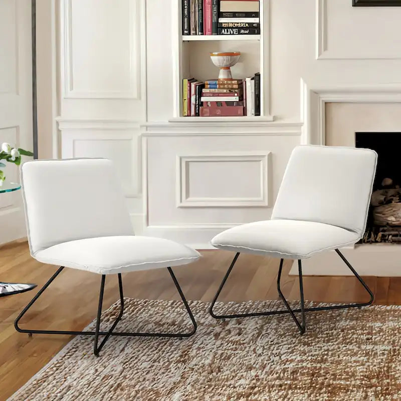 Mid Century Faux Leather Accent Chair With Adjustable Backrest Set of 2 - 31.5 H X 22.2 W X 23.6 D