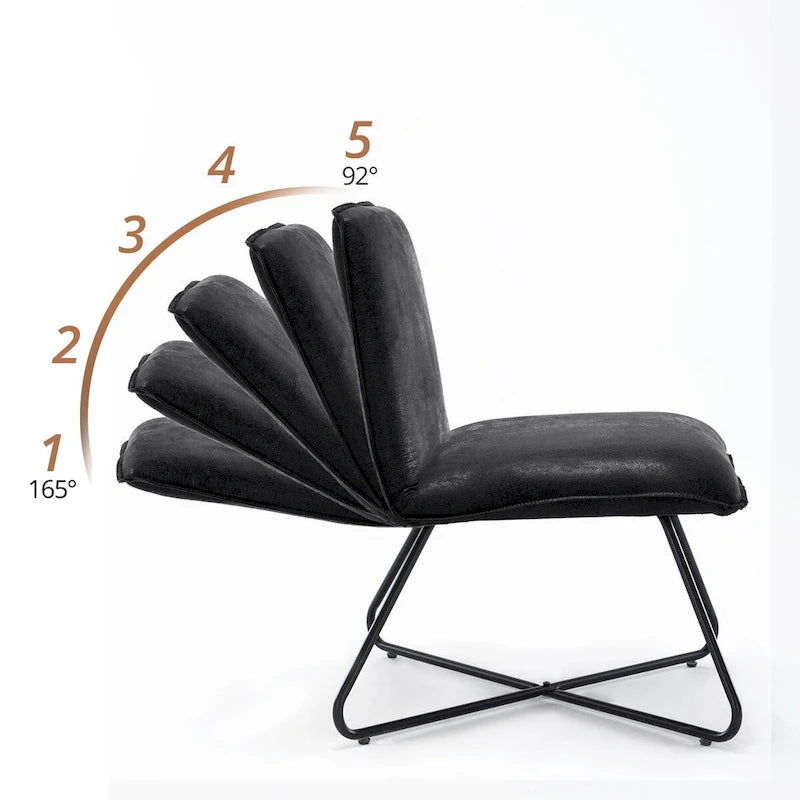 Mid Century Faux Leather Accent Chair With Adjustable Backrest Set of 2 - 31.5 H X 22.2 W X 23.6 D