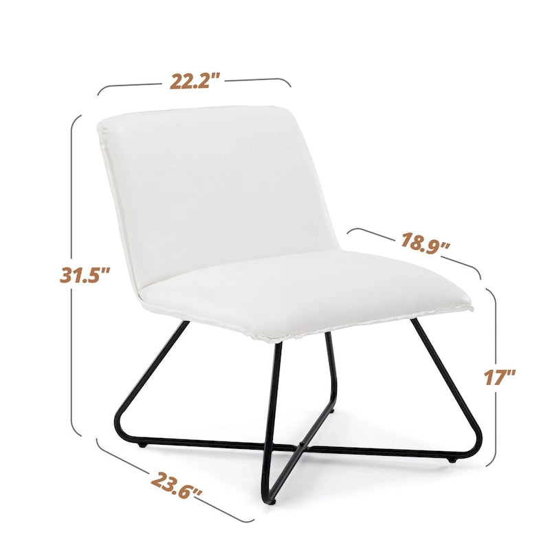 Mid Century Faux Leather Accent Chair With Adjustable Backrest Set of 2 - 31.5 H X 22.2 W X 23.6 D