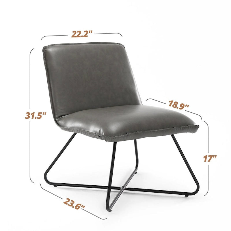 Mid Century Faux Leather Accent Chair With Adjustable Backrest Set of 2 - 31.5 H X 22.2 W X 23.6 D