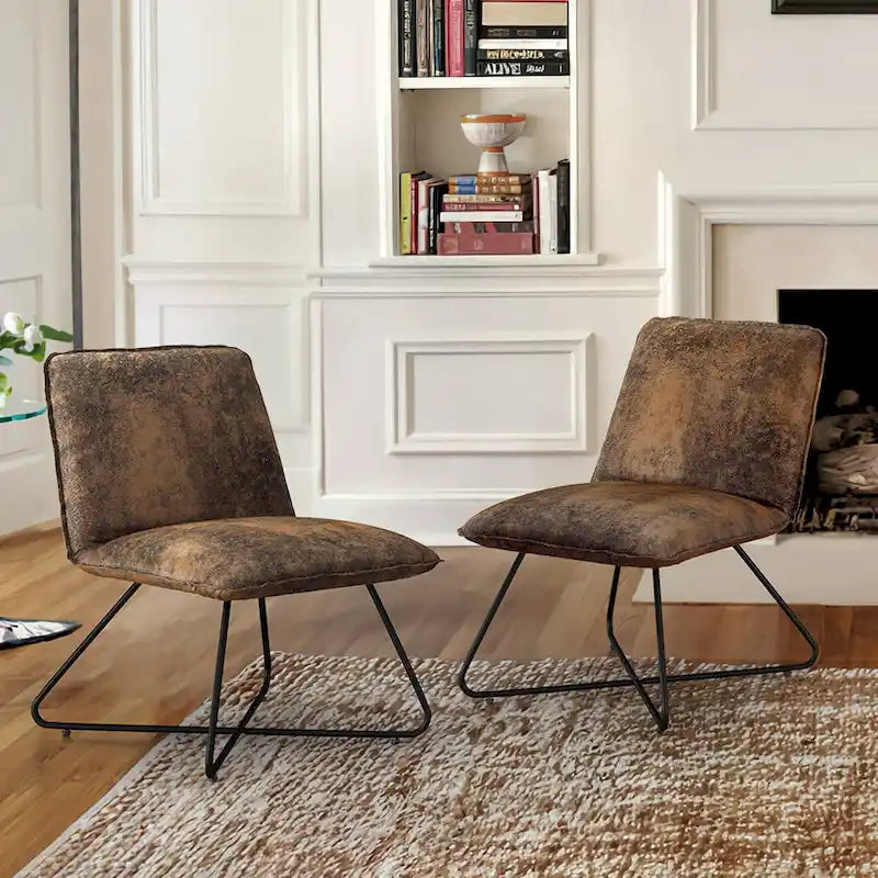Mid Century Faux Leather Accent Chair With Adjustable Backrest Set of 2 - 31.5 H X 22.2 W X 23.6 D