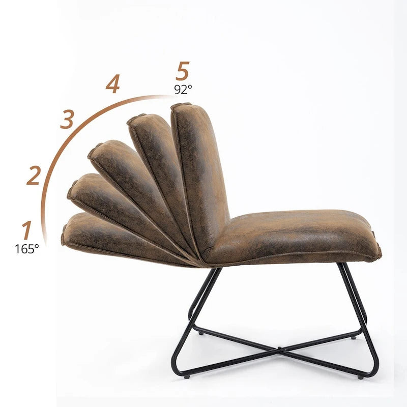 Mid Century Faux Leather Accent Chair With Adjustable Backrest Set of 2 - 31.5 H X 22.2 W X 23.6 D