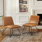 Mid Century Faux Leather Accent Chair With Adjustable Backrest Set of 2 - 31.5 H X 22.2 W X 23.6 D