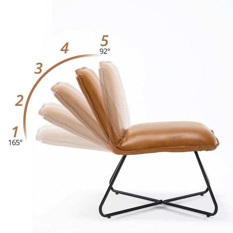 Mid Century Faux Leather Accent Chair With Adjustable Backrest Set of 2 - 31.5 H X 22.2 W X 23.6 D