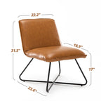 Mid Century Faux Leather Accent Chair With Adjustable Backrest Set of 2 - 31.5 H X 22.2 W X 23.6 D