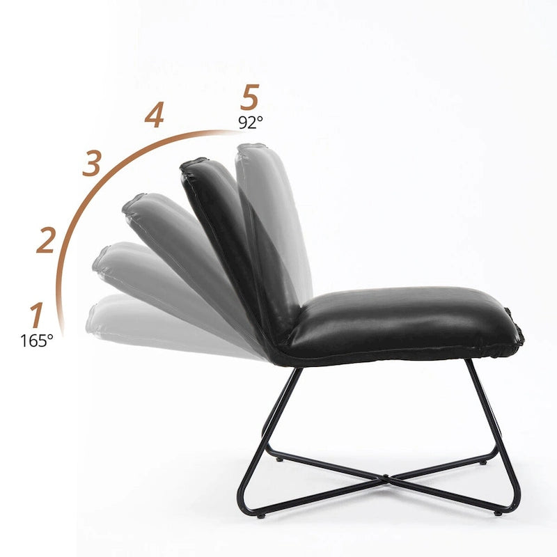 Mid Century Faux Leather Accent Chair With Adjustable Backrest Set of 2 - 31.5 H X 22.2 W X 23.6 D