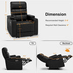 MCombo Power Recliner Chair, Electric Reclining Sofa with Adjustable Headrest and USB & Type Port, Faux Leather HTS432
