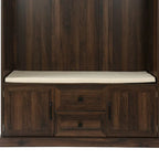 3-in-1 Design Hall Tree with Storage Bench,3 Hooks and Cushion