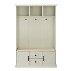 3-in-1 Design Hall Tree with Storage Bench,3 Hooks and Cushion