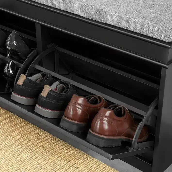 SoBuy FSR64-SCH,Hallway Shoe Bench Storage Cabinet With Flip-Drawer