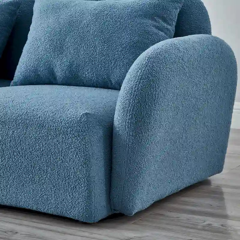 Living Room Furniture Three Seat Lazy Sofa Teddy Fabric White,High quality and durable