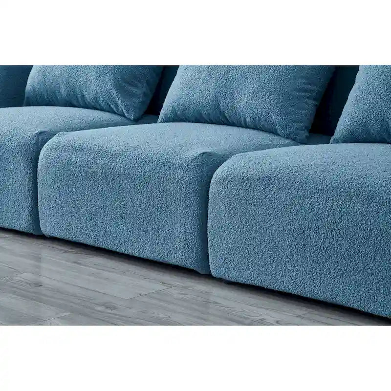 Living Room Furniture Three Seat Lazy Sofa Teddy Fabric White,High quality and durable