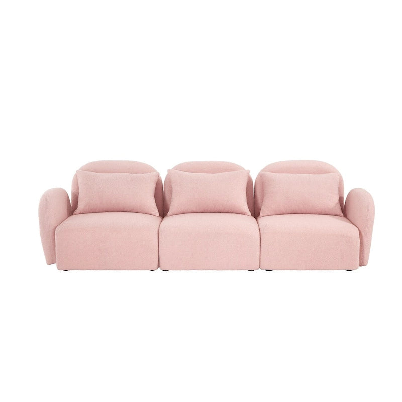 Living Room Furniture Three Seat Lazy Sofa Teddy Fabric White,High quality and durable