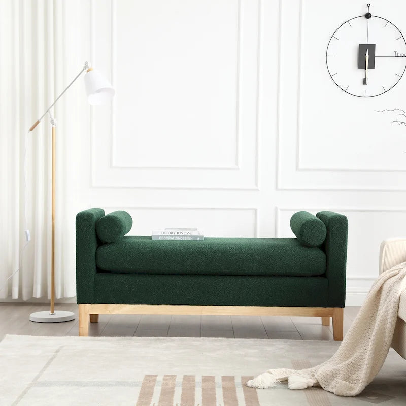 Upholstered Bench with Wood Legs