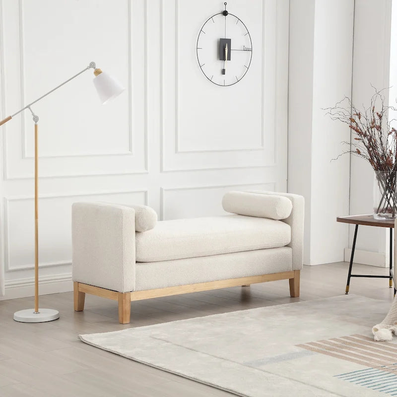 Upholstered Bench with Wood Legs