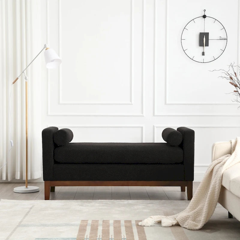 Upholstered Bench with Wood Legs