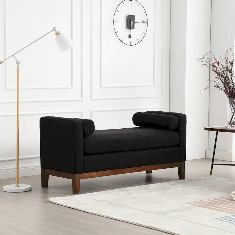 Upholstered Bench with Wood Legs