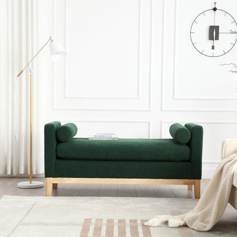 Upholstered Bench with Wood Legs