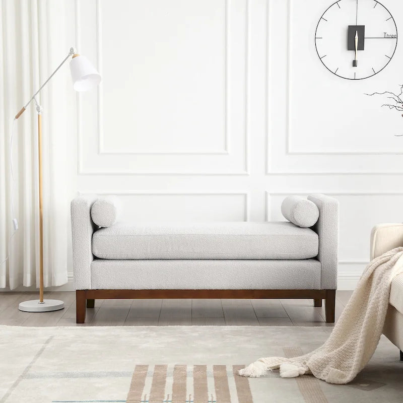 Upholstered Bench with Wood Legs