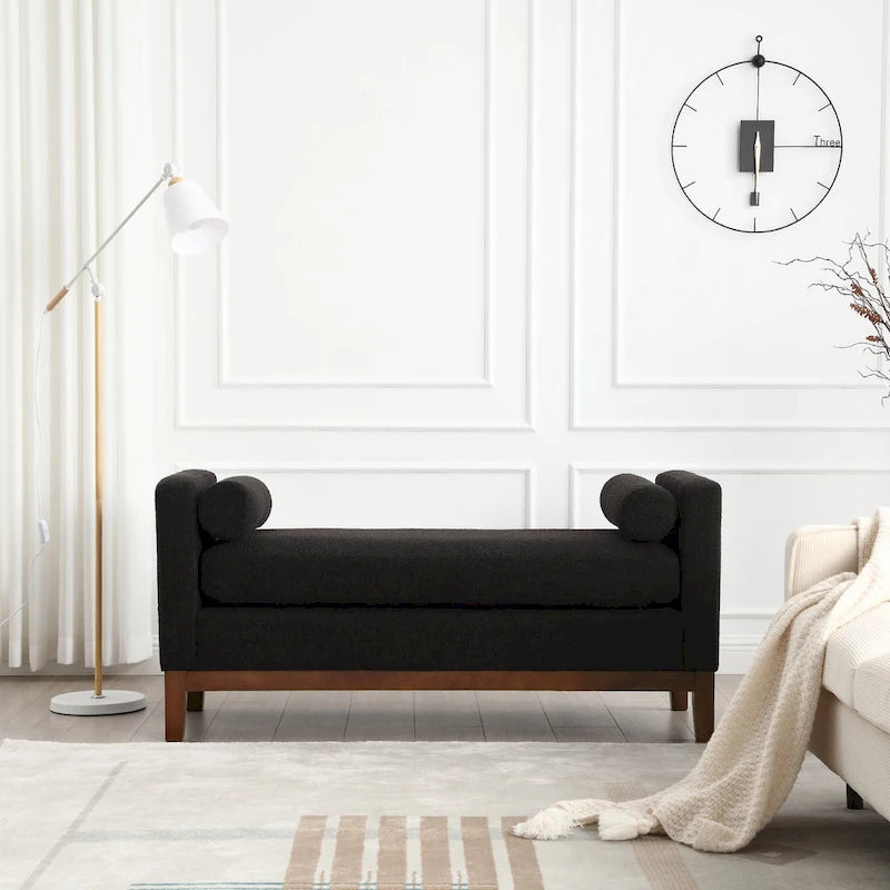 Upholstered Bench with Wood Legs