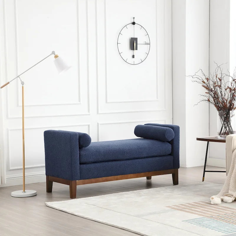 Upholstered Bench with Wood Legs
