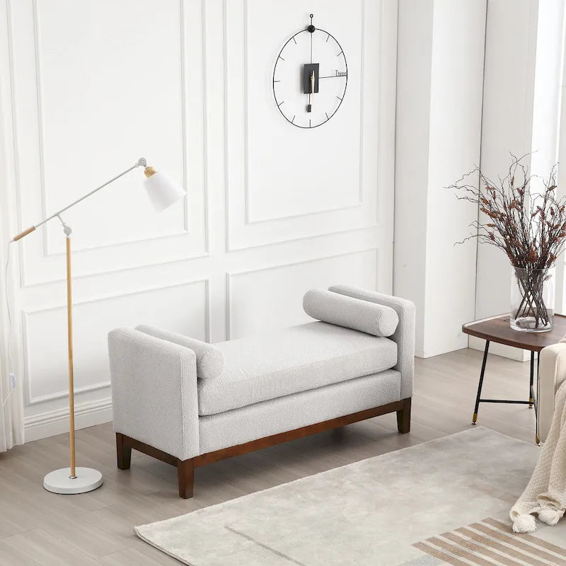 Upholstered Bench with Wood Legs