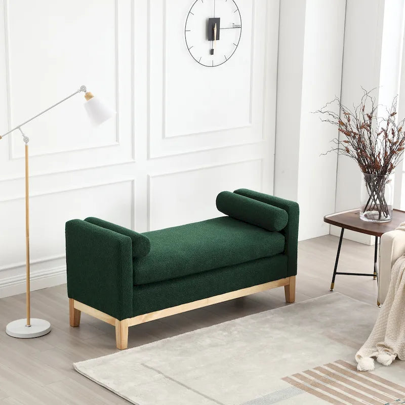 Upholstered Bench with Wood Legs