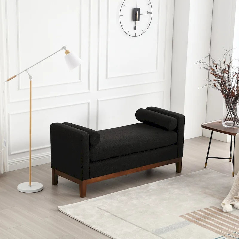 Upholstered Bench with Wood Legs