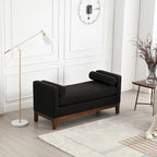 Upholstered Bench with Wood Legs