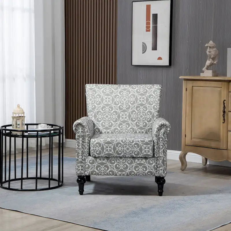 Mid-Century Modern Accent Chair Upholstered Lounge Arm Chair Single Sofa for Living Room