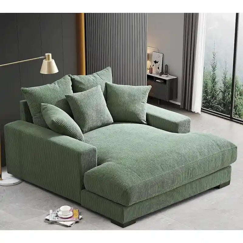 US Pride Furniture Luxe Oversized Soft Corduroy Fabric Chaise Sofa for Living Room and Bedroom