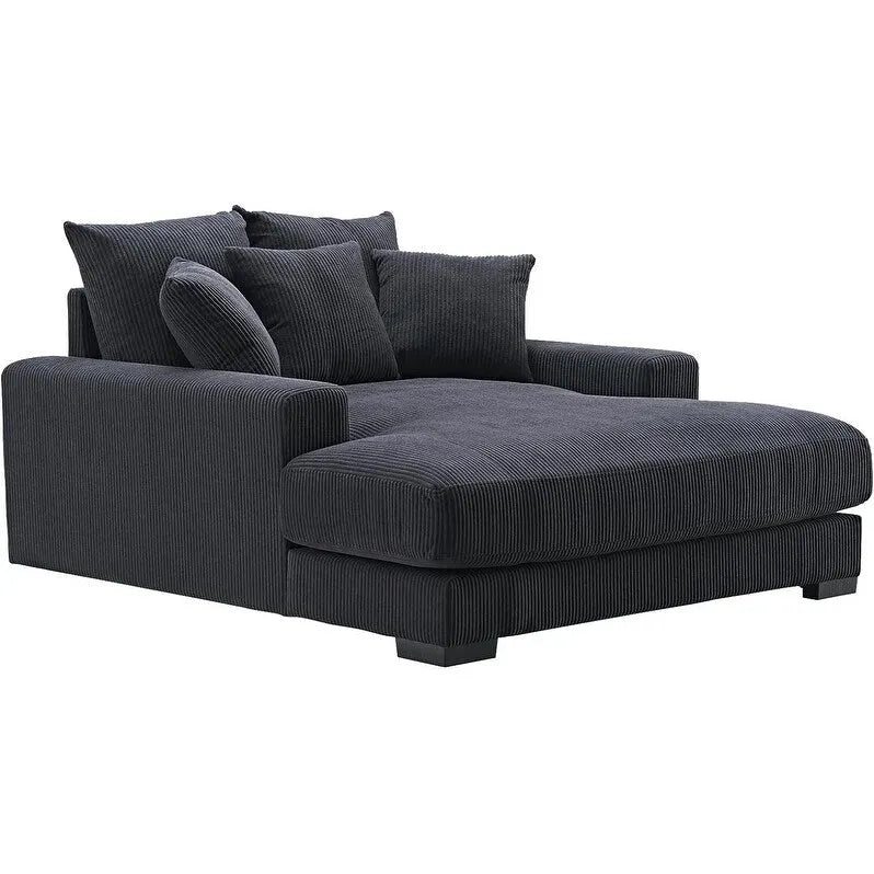 US Pride Furniture Luxe Oversized Soft Corduroy Fabric Chaise Sofa for Living Room and Bedroom