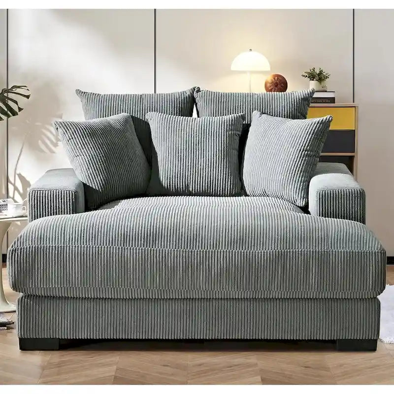 US Pride Furniture Luxe Oversized Soft Corduroy Fabric Chaise Sofa for Living Room and Bedroom