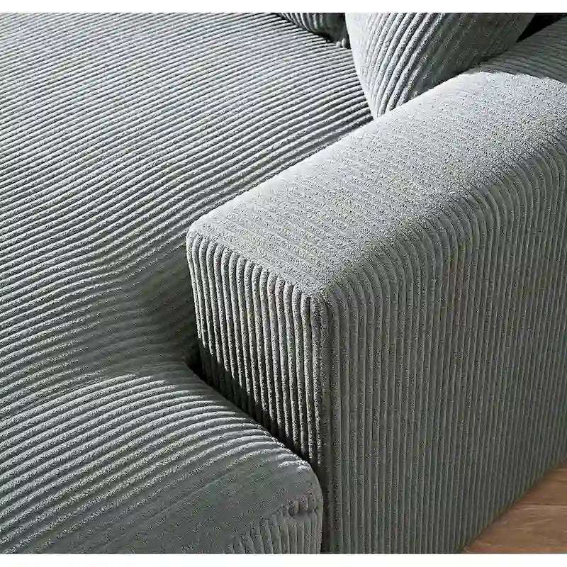 US Pride Furniture Luxe Oversized Soft Corduroy Fabric Chaise Sofa for Living Room and Bedroom