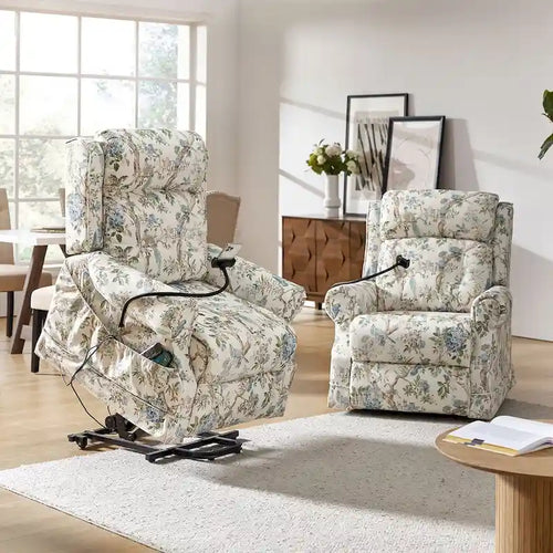 Billy Traditional Lift Assist Power Recliner With Massage Heat And Manual Headrest Set of 2 by HULALA HOME
