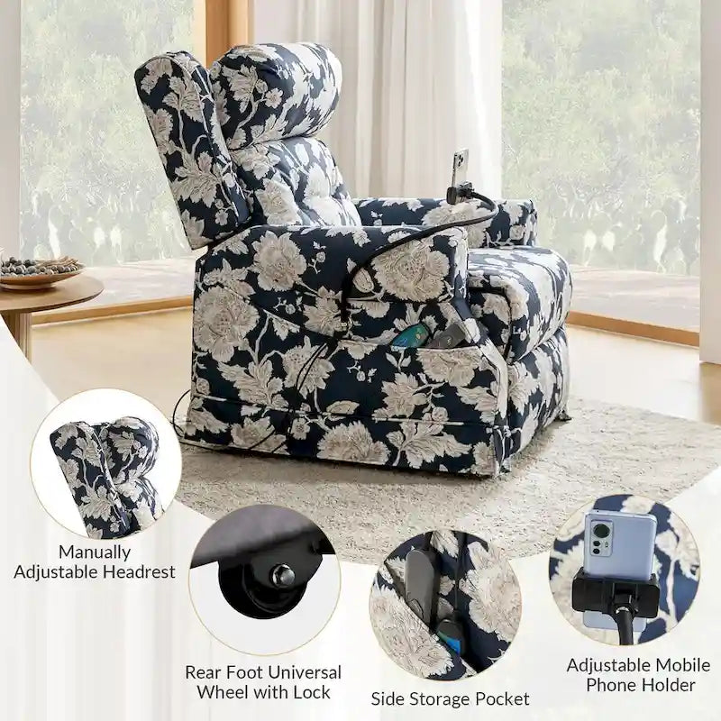 Billy Traditional Lift Assist Power Recliner With Massage Heat And Manual Headrest Set of 2 by HULALA HOME