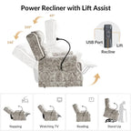Billy Traditional Lift Assist Power Recliner With Massage Heat And Manual Headrest Set of 2 by HULALA HOME