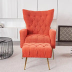 Upholstered Wingback Chair with Ottoman