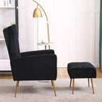 Upholstered Wingback Chair with Ottoman