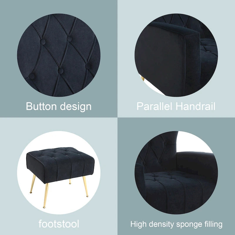 Upholstered Wingback Chair with Ottoman