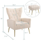 Upholstered Wingback Chair with Ottoman