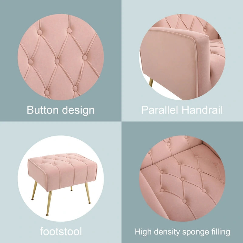 Upholstered Wingback Chair with Ottoman