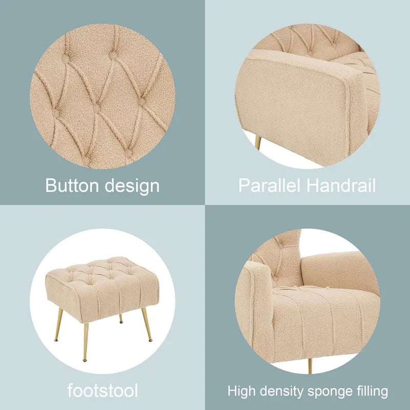 Upholstered Wingback Chair with Ottoman