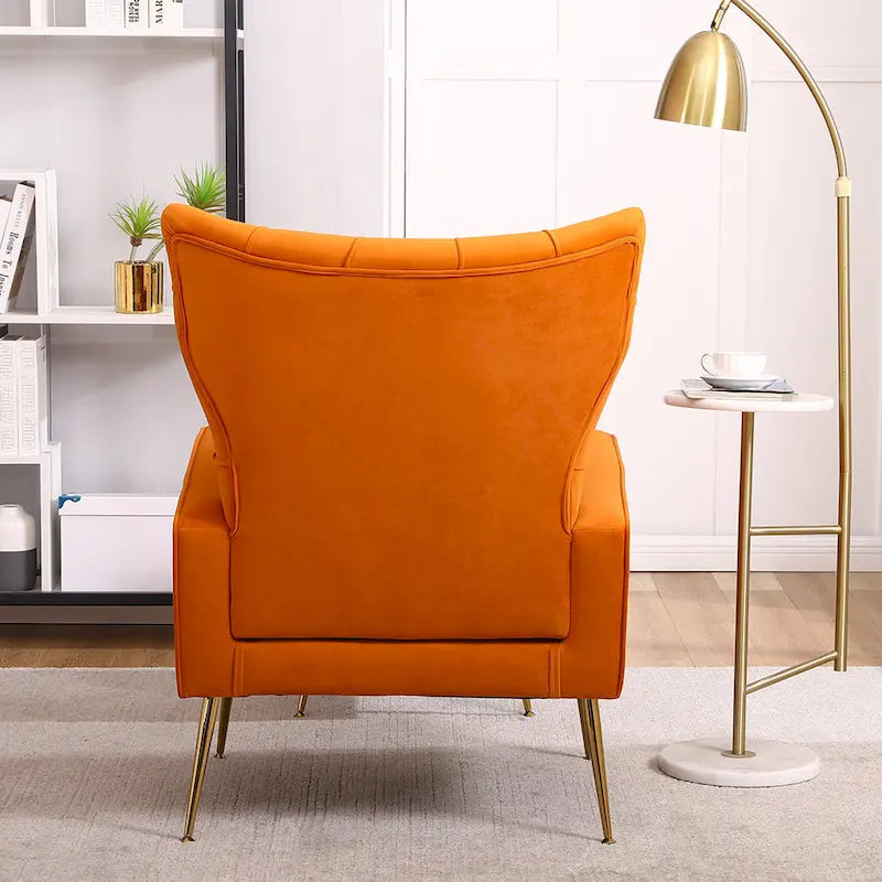 Upholstered Wingback Chair with Ottoman
