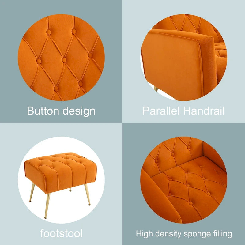 Upholstered Wingback Chair with Ottoman