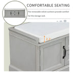 Storage Bench with 2 Drawers, 2 Cabinets and Removable Cushion - 42.5L x 15.9W x 17.5H