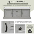 Storage Bench with 2 Drawers, 2 Cabinets and Removable Cushion - 42.5L x 15.9W x 17.5H