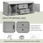 Storage Bench with 2 Drawers, 2 Cabinets and Removable Cushion - 42.5L x 15.9W x 17.5H